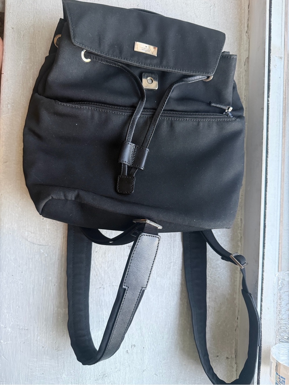 Gucci Black Nylon Drawstring Backpack with Flap